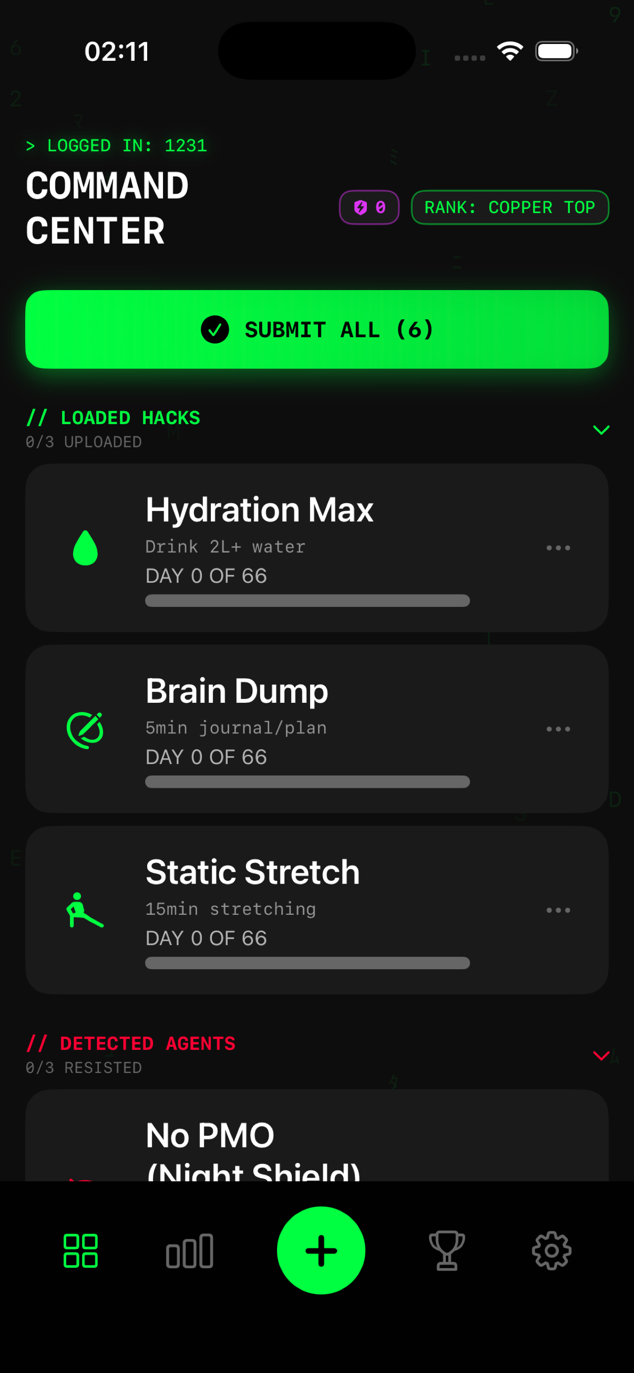 Command Center - Daily habits dashboard